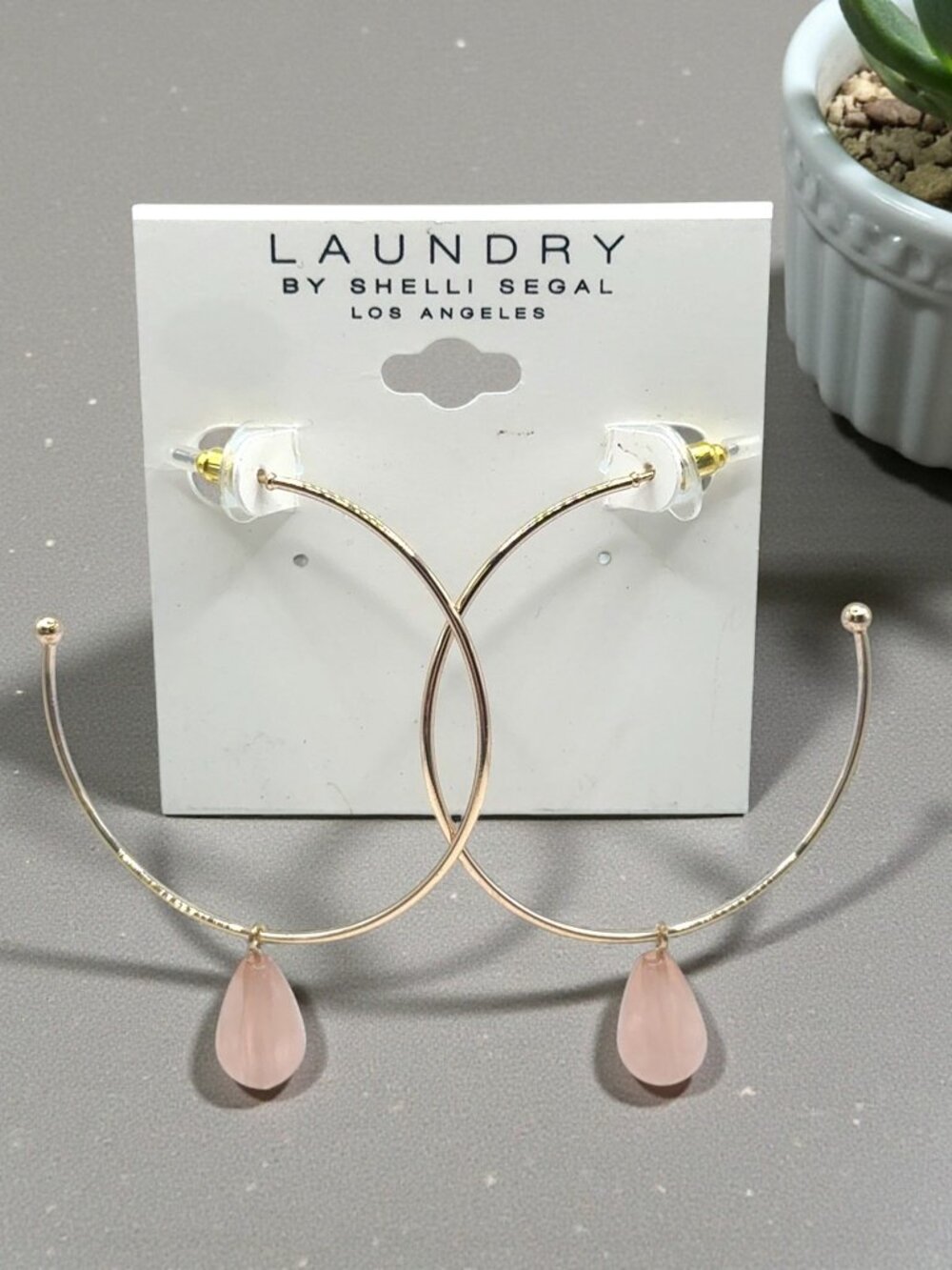 Laundry by Shelli Segal Gold-Tone Pink Bead Hoop Earrings